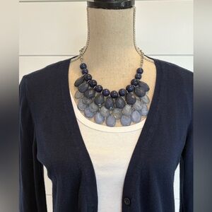 Elegant Multi Blue Layered Chunky Teardrop Necklace